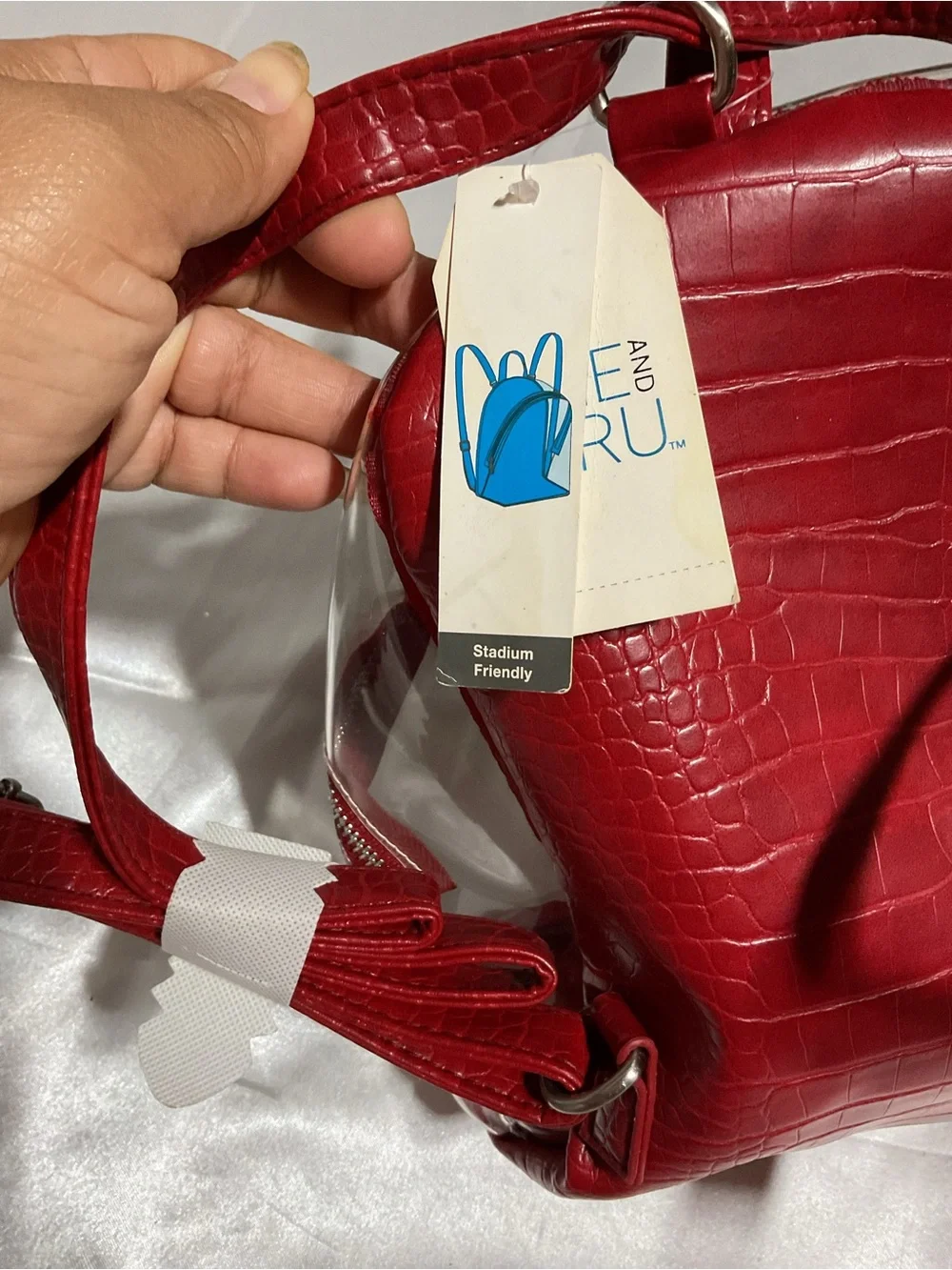 Time and Tru Clear Backpack with Red Interior Trim
